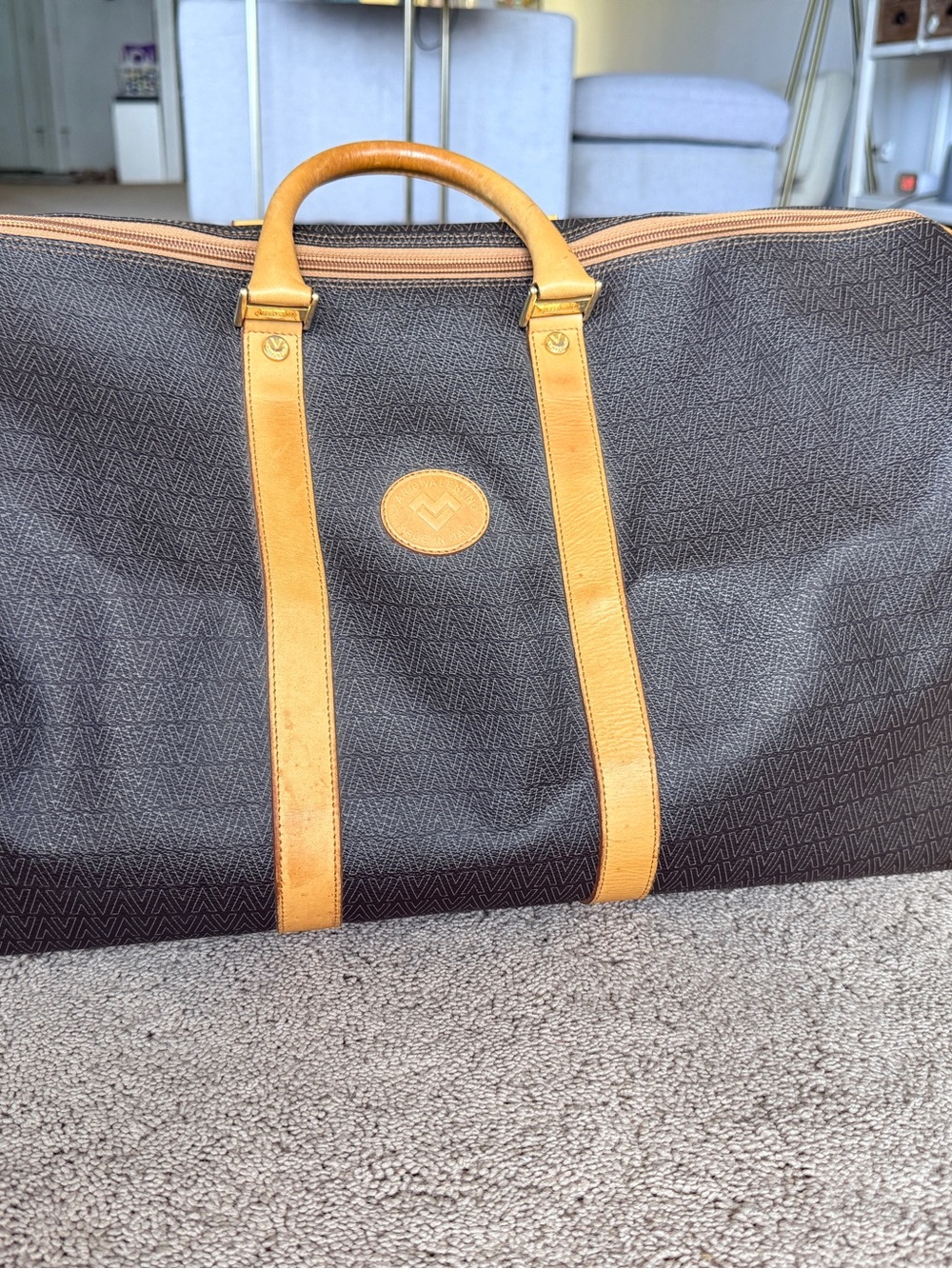Brown & Tan Leather-Trim Weekender Bag - Mario Valentino